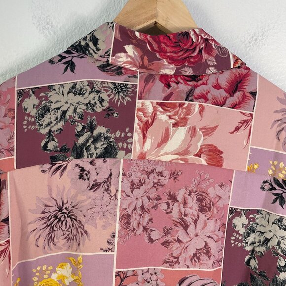 Cynthia Rowley Womens Plus 1X Floral Patchwork Button Up Shirt 3/4 Sleeve Top - Picture 10 of 11